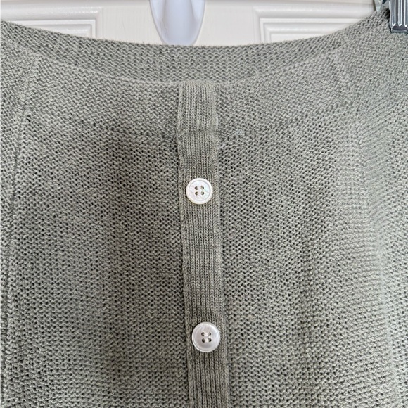 Isabella Bird Linen Silk Knit Button Front Midi Skirt Olive Green Size L Coastal - Picture 5 of 12
